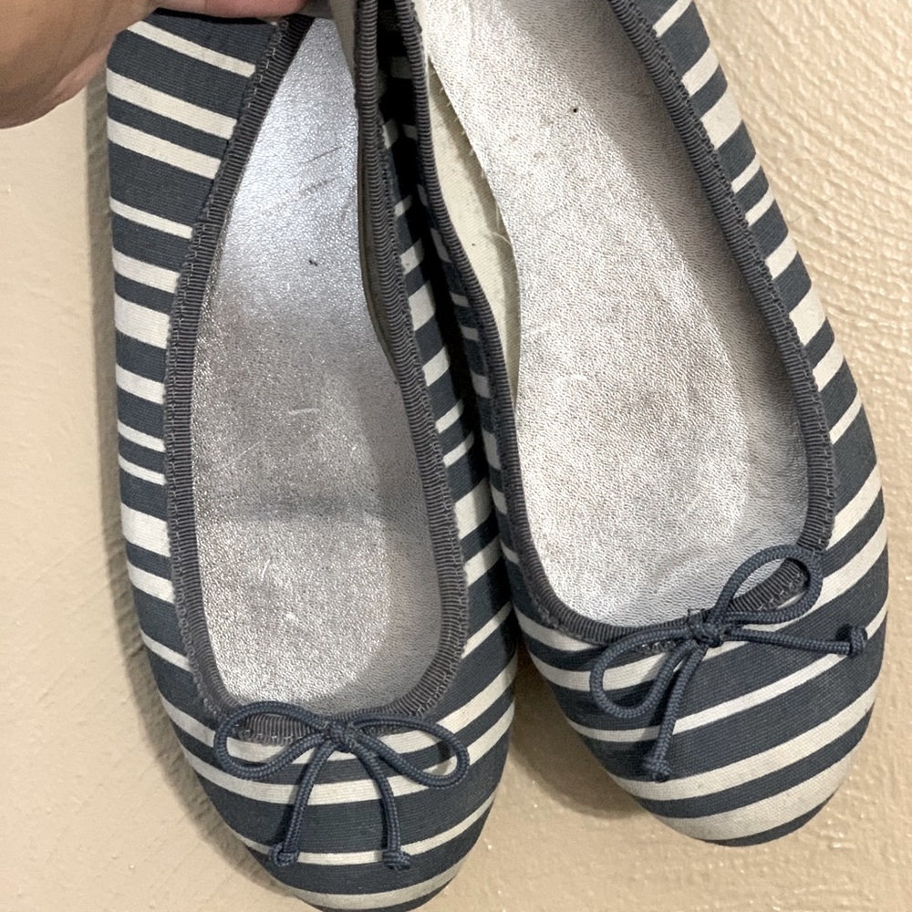 Gray & White Stripe Flats